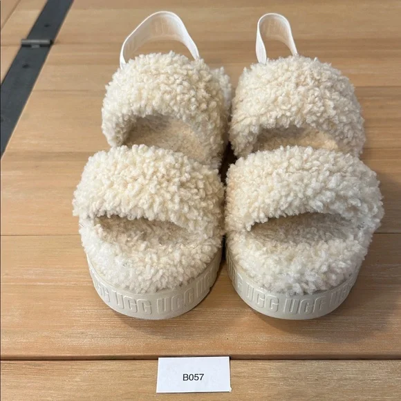 UGG Oh Fluffita 9.5 Geniune Slingback Platform Sheepskin Curly Slipper - Picture 2 of 5